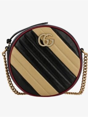 Gucci Marmont GG Torchon Striped Matelasse Circle Crossbody Bag